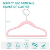 50 Pack Velvet Baby Hangers Non-Slip Clothes Hangers with Swivel Hooks, Space Saving Infant Toddler Closet Organizers, Ultra Thin Durable Child Hangers for Nursery, Kids, Children Wardrobe (11.8inch)