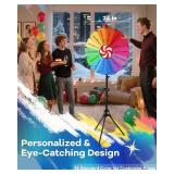 QWUIU 24 Inch Spinning Prize Wheel, Ajustable Height Spin Doodle Game Spinner, Storable Prize Wheel Spinner with Telescopic Stand, Wheel of Fortune Game