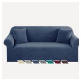 YEMYHOM Couch Cover Latest Jacquard Design High Stretch Sofa Covers for 3 Cushion Couch, Pet Dog Cat Proof Slipcover Non Slip Magic Elastic Furniture Protector (Large, Begonia Leaf Navy)