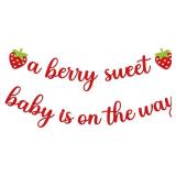 Strawberry Baby Shower Decorations Glitter Red a Berry Sweet Baby Is On The Way Banner for Strawberry Party Decoration Berry First Birthday Party Supplie