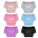 Breathffy 6 Pcs Adult Leakproof Incontinence Underwear for Women Men Pull on Cover Pant Washable Underpants Reusable Plastic Diaper Covers for Disabled, Elderly, Postpartum (Mixed Colors,Large)