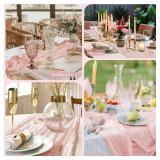 Pink Table Runner, 10Ft 120in Cheesecloth Table Runner, Gauze Rustic Cheese Cloth Table Runners for Wedding, Party, Baby & Bridal Shower, Boho Table Runners for Christmas Thanksgiving Halloween Easter