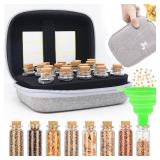 SMUJU Seed Storage Organizer, Sturdy Organizer Box with Dual Zipper Bag and 16 Pcs Label Stickers, Glass Seed Container for Flower Vegetable Plants Garden Seeds Saving