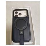 BUTAIGA for iPhone 17 Pro Case Leather | iPhone 17 Pro Leather Case with Stand | Compatible with MagSafe with Magnetic Ring Grip Holder (Blue, IP17 Pro-6.3inch)