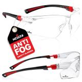 NoCry Clear Safety Glasses for Men and Women with Anti-Fog and Scratch Resistant Wrap Around Lenses, Adjustable Temples and Nose Pads ANSI Z87 Certified Protective Eyewear with 100% UV Shielding