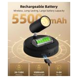 EZVALO Spotlights Indoor with Remote, 5500mAh Rechargeable Picture Lights, Wireless LED Uplighting with Timer Dimmable, 3CCT, Display Lights for Plant Painting, Artwork, Accent Lighting (2Pack-Black)