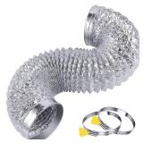 Steelsoft Heavy Duty 4"Flexible Dryer Vent Exhaust Duct Hose 3 Feet for Tight Space, Extra Thick(6-ply) Aluminum Foil Ducting Kit with 2 Key Hose Clamps