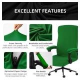 Stretch Computer Office Chair Cover with Armrest Covers Durable Zipper Universal Washable Removable Spandex Rotating Boss Chair Slipcovers Anti-dust Soft Desk Chair Seat Protector (Green)