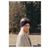 AQOKKA Knit Winter Headbands for Women Fuzzy Wool Fleece Lined Ear Warmers Elastic Turban Crocheted Head Wrap Winter Accessories for Women Cold Weather