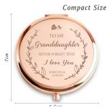 MLLXX Personalized Gifts for Granddaughter, Sentimental Granddaughter Gifts for Birthday, Christmas, Stocking Stuffers, Secret Santa, Wedding, Graduation, Custom Engraved Compact Mirror