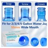 Gofriipai 3 and 5 Gallon Water Jug Cap, Silicone Reusable Replacement Cap, Non Spill Bottle Caps for 55mm Bottle Water Dispenser Caps - Pack of 3