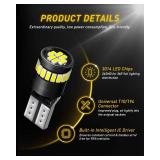 AUXITO 194 LED Bulbs for License Plate Light 168 175 2825 W5W T10 24-SMD 3014 Chipsets 6000K White for Car Dome Door Map Dash Courtesy Cargo License Plate Lights, Pack of 2