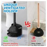 FORASTO Toilet Plunger with Holder,Plungers for Bathroom with Holder,Plunger with Cover,Bathroom Decor Bathroom Accessories Toilet Bowl Cleaners,Black(19inch)