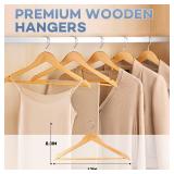 Wooden Hangers 8 Pack, Heavy Duty Wood Hangers for Coats, Suits, Jackets, Closet & Pants Durable Premium Wood Hanger with 360-Degree Rotatable Hook and Notches, Natural
