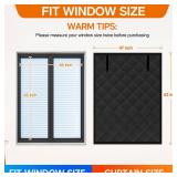 Winter Insulated Window Curtain 47"x63", Oxford Cloth Thermal Insulated Window Cover with Buckles,Heavy Duty Window Insulation Kit Fits Windows up to 46"x62",Black