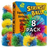 Stringy Balls & Sensory Toys for Kids 8 Pack - Stocking Stuffers For Kids Ages 4 5 6 7 8 + Year Old Gift Ideas - Best Birthday Toddler Gifts for Boys & Girls - Monkey Pom Balls Fidget Toys Stress Ball