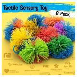 Stringy Balls & Sensory Toys for Kids 8 Pack - Stocking Stuffers For Kids Ages 4 5 6 7 8 + Year Old Gift Ideas - Best Birthday Toddler Gifts for Boys & Girls - Monkey Pom Balls Fidget Toys Stress Ball
