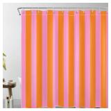 EOBTAIN Pink and Orange Shower Curtain Abstract Cute Boho Vertical Striped Fabric Shower Curtain with 12 Hooks Minimalist Girly Waterproof Polyester Bathroom Curtains Shower Set Decor 72x72 Inch