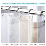 AmazerBath White Shower Curtain Fabric, Waffle Shower Curtains for Bathroom, Cloth Shower Curtain Heavy Duty, Thick Bathroom Shower Curtains Hotel Quality, Premium Polyester, 72x72 Inches