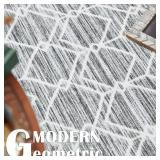 jinchan Moroccan Runner Rug 2x8 - Kitchen Machine Washable Runner Rug Modern Geometric Low-Pile Lightweight Non-Slip Carpet for Entryway Hallway Laundry Room Bedroom Bedside (2x8ft, Grey)