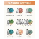 Kootek 71PCs Cake Decorating Kit, Baking Supplies Tools - Includes Cake Stand Turntable, 12 Icing Piping Tips Set, 2 Frosting Spatulas, 3 Scrapers, 50+2 Piping Bags, Coupler, Video Tutorial, Booklet