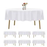 luccido 6 Pack Round Tablecloth 90 Inches White Table Cloth Stain and Wrinkle Resistant Washable Polyester Fabric Table Cover for Party, Wedding and Banquet Decoration