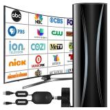 2800+Miles Range TV Antenna,360Â° Reception TV Antenna Indoor with Amplifier Signal Booster Support 4K 8K 1080p All TV