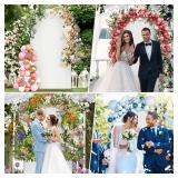 7.2FT Metal Arch Backdrop Stand and Cover Set, Gold Wedding Backdrop Arch Stand with Cover, Balloon Arch Stand with White Arch Cover for Birthday Party Baby Shower Graduation Ceremony Decorations