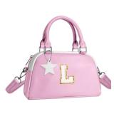 Elilier Birthday Gifts for 4 5 6 7 8 9 10 11 12, Girls Purse Kids Handle Bag, Crossbody Bags for Girl Preteens Teens, Initial bag for makeup kits, kids girls gift, Handbag-baby pink-L