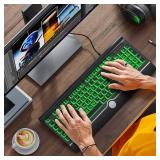 KOPJIPPOM Large Print Backlit Computer Keyboard, USB Full Size Wired Keyboards with 7-Colors Backlight, Wrist Rest, Light Up Keyboard for Windows, PC, Laptop - Easy to See, Easy to Setup