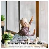 VELIMAX 1/2-Inch Reeded Glass Window Film, Frosted Reeds Window Film, Window Privacy Film, 3D Window Decals Non Adhesive for Bathroom Living Room Office, 17.7x78.7 inches