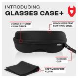 NoCry Storage Case for Safety Glasses with Felt Lining, Reinforced Zipper and Handy Belt Clip