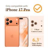 GVIEWIN for iPhone 17 Pro Case with Screen Protector, Upgraded [Full Camera Protection] [Non Yellowing] Floral Slim Shockproof Clear Women Phone Cover for iPhone 17 Pro 6.3" (Blooming Floweret/Orange)
