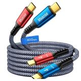 Msaose Braided Thunderbolt 4 Cable 5 FT 2 Pack Compatible, 40Gbps, 240W PD, 8K@60Hz / 4K@144Hz, Dual 4K for Mac mini M4 / M4 Pro, iPhone 17, MacBook Pro/Air, SSD, Docking, eGPU, XPS, USB4