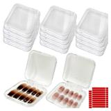 14 Pcs Press On Nail Packaging Box Press on Nail Storage Box for Press Ons with 60 Pcs Adhesive Double Sided Tape for Fake Nail Storage Case Nail Display Nail Salon Supplies Nail Art Business (Clear)