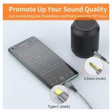 JXMOX USB C to 3.5mm Audio Aux Jack Cable (4ft), Type C to 3.5mm Headphone Car Stereo Cord Compatible with iPhone 17 16 15 Pro Max Air, Samsung Galaxy S25 S24 S23 S22 S21 Note 20, Pixel 9 8, iPad Pro