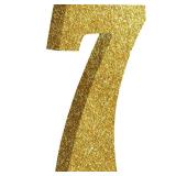TONIFUL 7.8 Inch Gold Glitter Number 7 Wooden Table Centerpieces Birthday Party Decorations,Shining Golden Digit 7 for Birthday Decorations,New Year,Graduation Decoration,Anniversary,Prop (1 Pack)