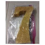 TONIFUL 7.8 Inch Gold Glitter Number 7 Wooden Table Centerpieces Birthday Party Decorations,Shining Golden Digit 7 for Birthday Decorations,New Year,Graduation Decoration,Anniversary,Prop (1 Pack)