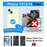 BXYJY for iphone 15, iphone 14, iphone 13 Wallet Case with Screen Protector (Tempered Glass), Card Holder (4-5 Cards), Slide Camera Cover, Military Grade Hard Men Women Case for iphone 15/14/13, Black