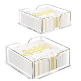 Napkin Holder, 2 PCS Clear Acrylic Guest Towel Holder for Table, Luncheon Napkin Paper Towel Tray, Buffet Napkin Dispenser Cocktail Napkin Caddy for Home Bathroom Kitchen Bar (Square 6.5"+7.5" Set)