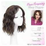 UDU Short Wavy Hair Topper for Women with Thinning Hair, 11 Inch Natural Looking Hairpiece, Volume Booster Wiglet for Coverage, Heat Resistant Synthetic Topper for Women