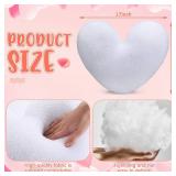 Fumete White Heart Plush Pillows for Women Room Decoration 14 x 17 Inch Heart Shaped Love Throw Pillows Gifts Stuffed Cute Cushion for Bedroom Sofa Party Decor
