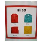 Adult Red Suit Pants Set Yellow Vest Green Shirt 3XL