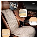 IVICY Faux Linen Car Seat Cover for Cars - Durable & Non-Slip - Front Car Seat Protector Covers for Most Automotive, Vans, SUVs, Trucks - 1 Unit - Light Beige