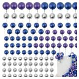 Acmee 115 PCS Ball Cake Toppers - Mini Balloon Cake Decorations Foam Ball Cupcake Picks DIY Cake Insert Toppers for Birthday Party Wedding Baby Shower (Blue, Purple, Silver)