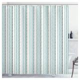 Lunarable Striped Shower Curtain, Vertical Pinstripe in Pastel Shades with Torn Paper Effect, Cloth Fabric Bathroom Decor Set with Hooks, 69" W x 70" L, Mint Green Pale Blue