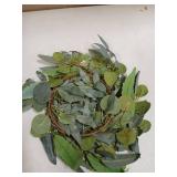 Artificial Green Eucalyptus Wreath,15 inches Greenery Wreath with Clusters of White Flowers Mini Spring/Summer Wreaths for Front Door Wall Window Decor