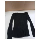 Areecin Womens Scoop Neck Long Sleeve Shirts Stretch Slim Fitted T-Shirts Ribbed Knit Blouses Casual Basic Tops Black S