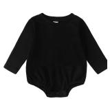 SOBOWO Black Long Sleeve Baby Onsie Organic Cotton Baby Boy Bubble Romper Black Crewneck Long Sleeve Oversized One-Piece TShirt Onsies Top Summer Clothes(L-Black, 9-12 Months)