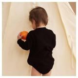 SOBOWO Black Long Sleeve Baby Onsie Organic Cotton Baby Boy Bubble Romper Black Crewneck Long Sleeve Oversized One-Piece TShirt Onsies Top Summer Clothes(L-Black, 9-12 Months)